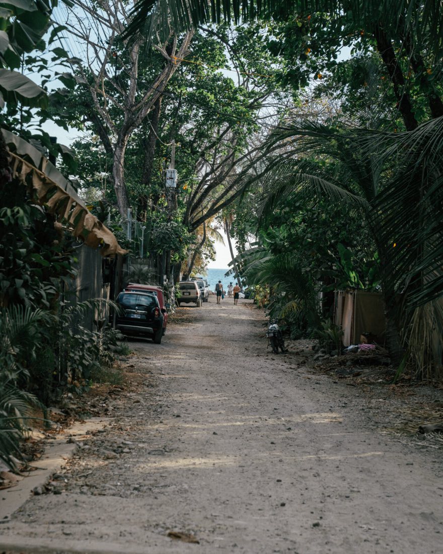 A jungle road running down to the ocean in Santa Teresa, Costa Rica