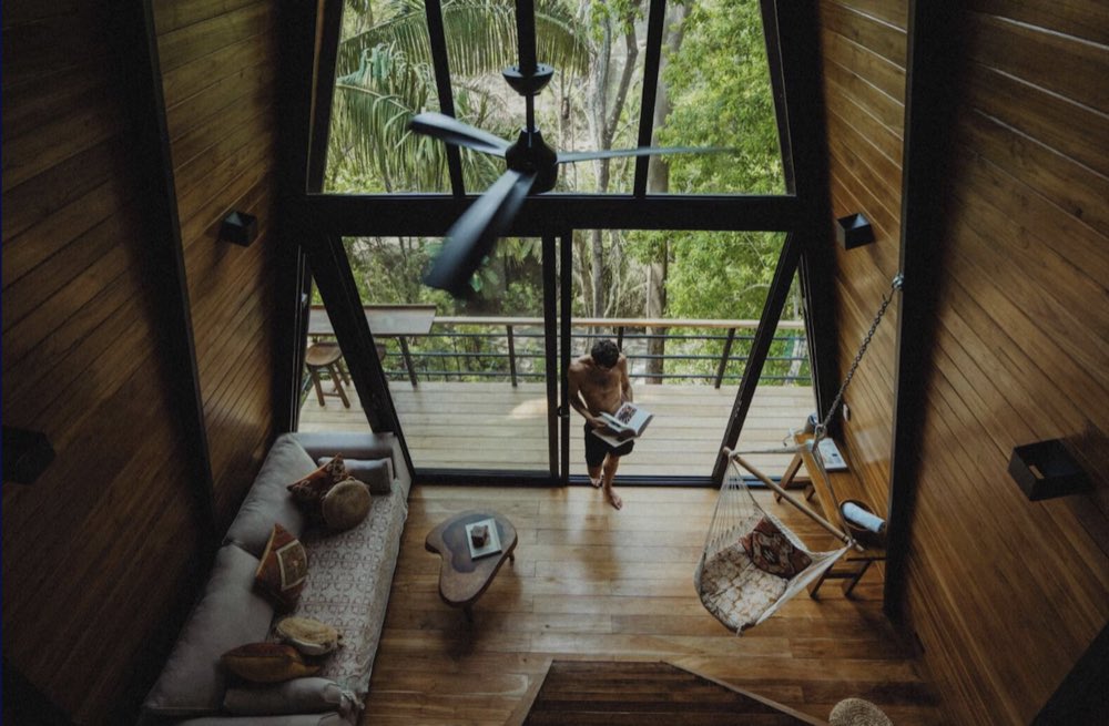 Interior of a Jungalow room at re:center, Santa Teresa, Costa Rica