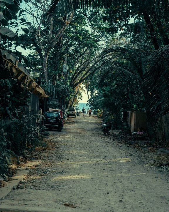 A jungle road running down to the ocean in Santa Teresa, Costa Rica